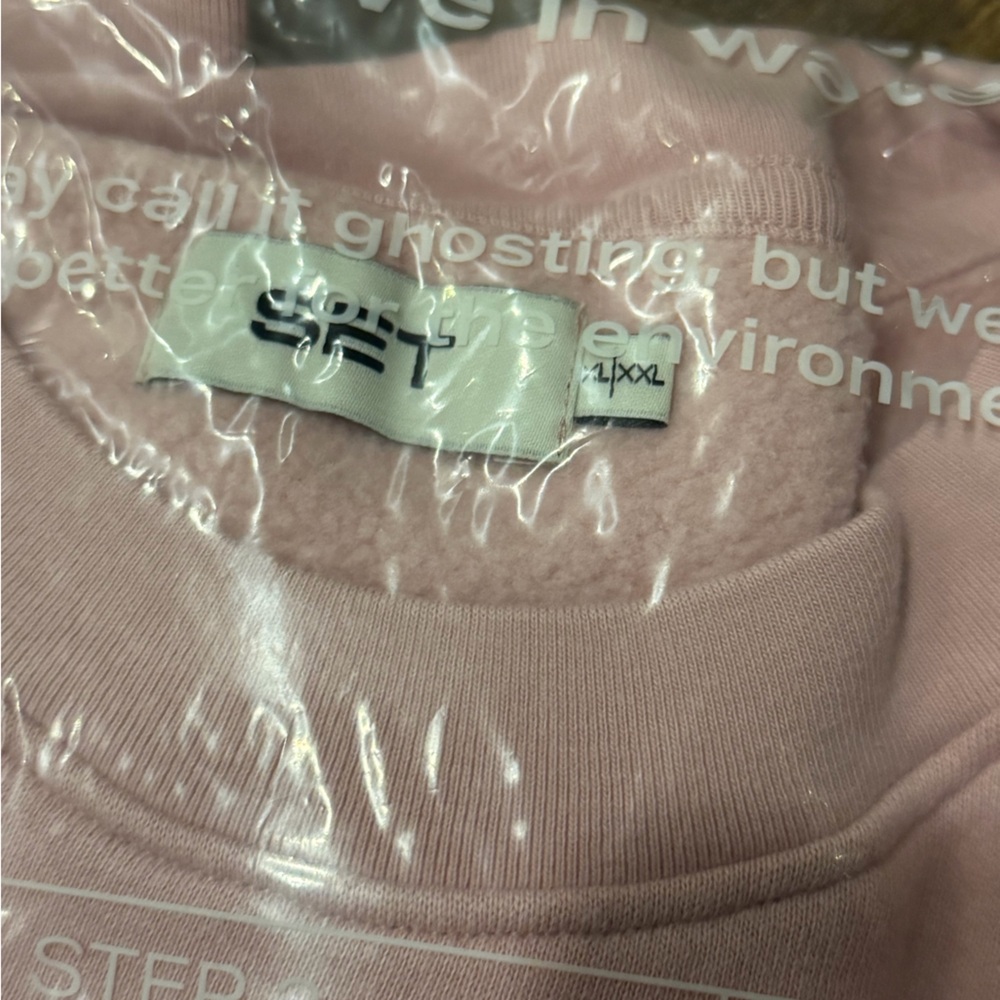 SET ACTIVE XL/XXL Midweight Sweats Staple Crewneck Bloom Pink Stripes Sweatshirt - Picture 7 of 8